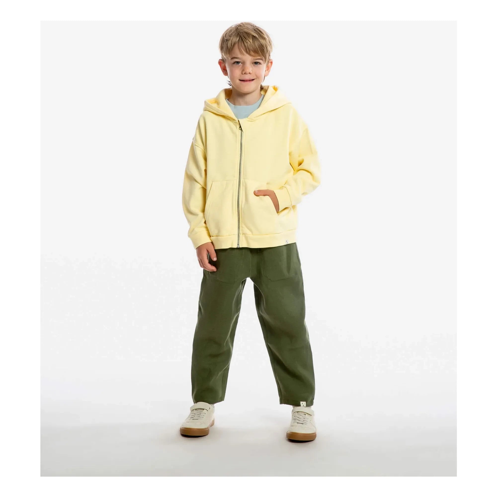 Matona - Sudadera con capucha y cremallera de algodón orgánico | Amarillo pálido