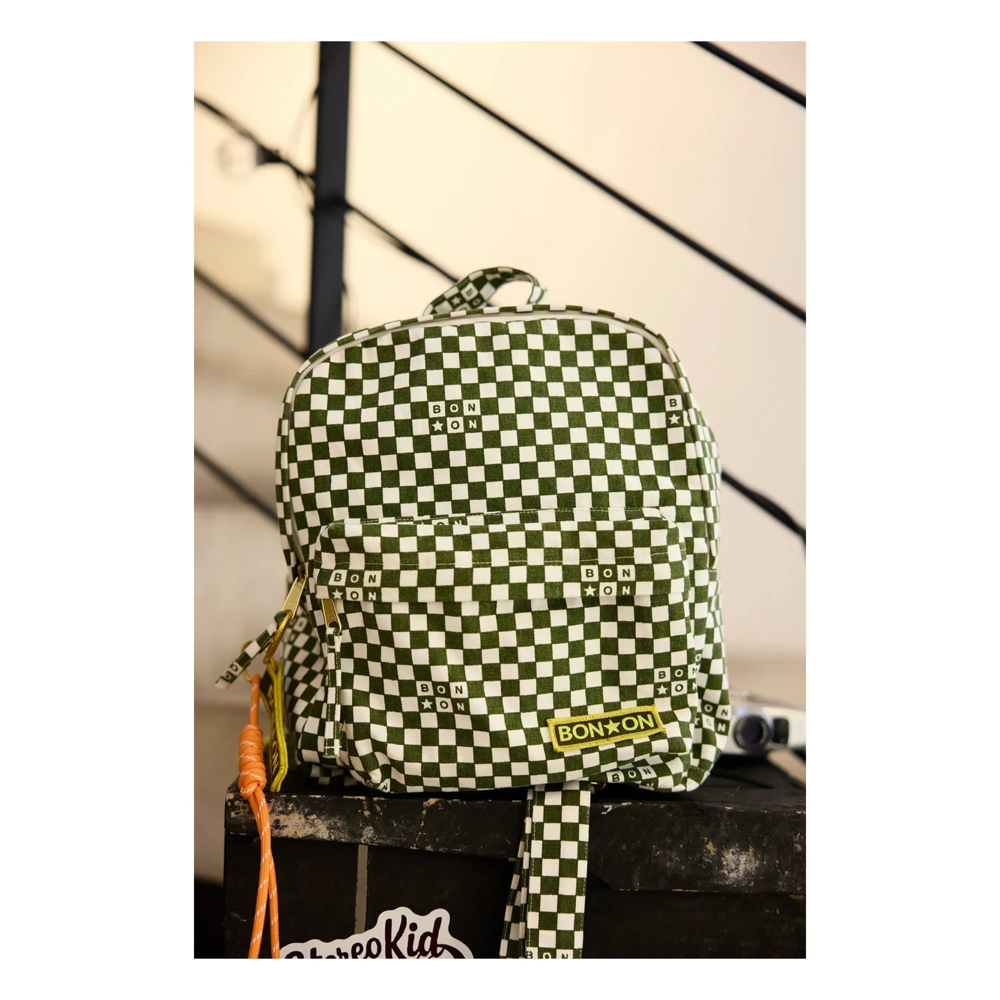 Bonton - Mochila PM Carreaux | Caqui