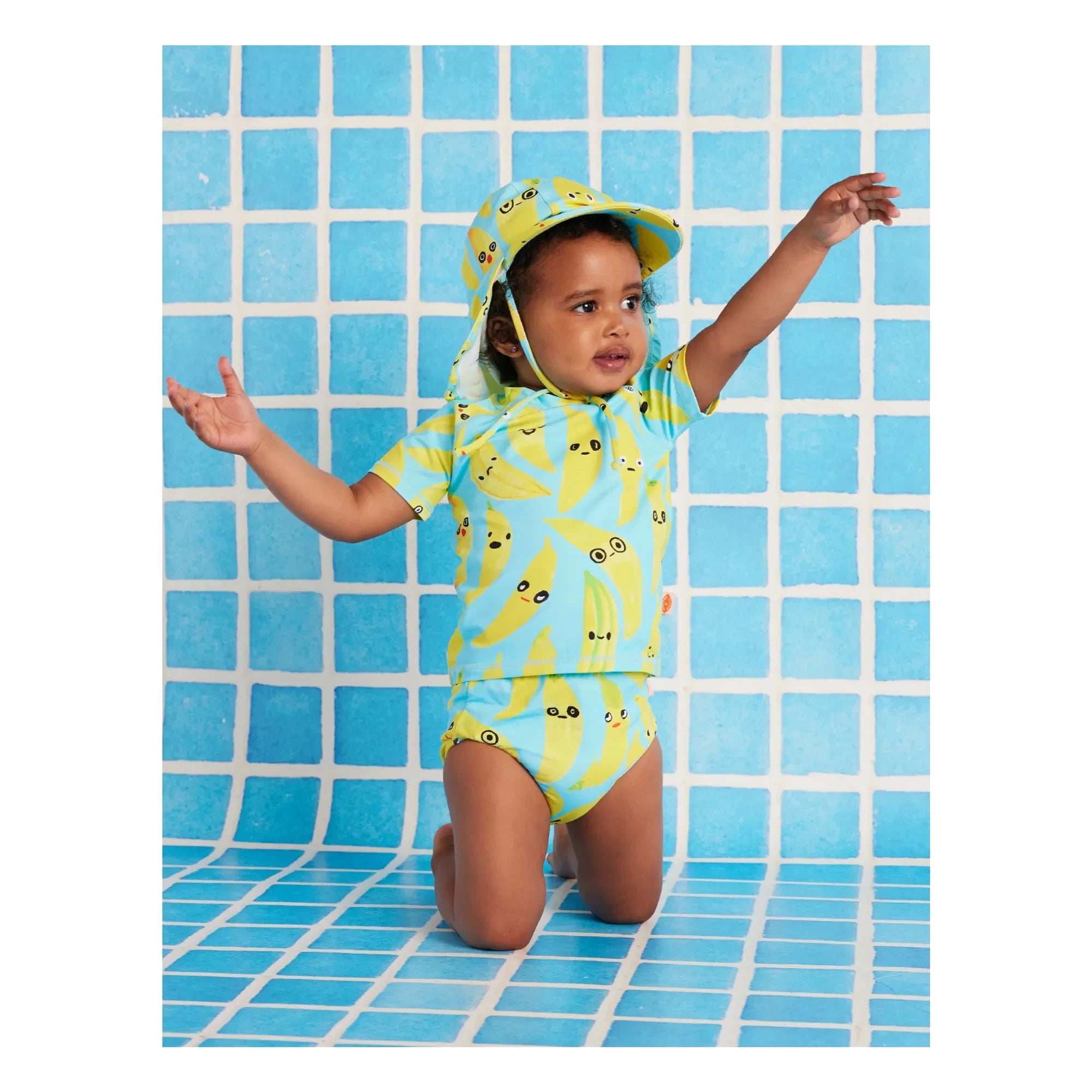 Halcyon Nights - Camiseta de baño anti-UV Banana de Fibras Recicladas | Turquesa