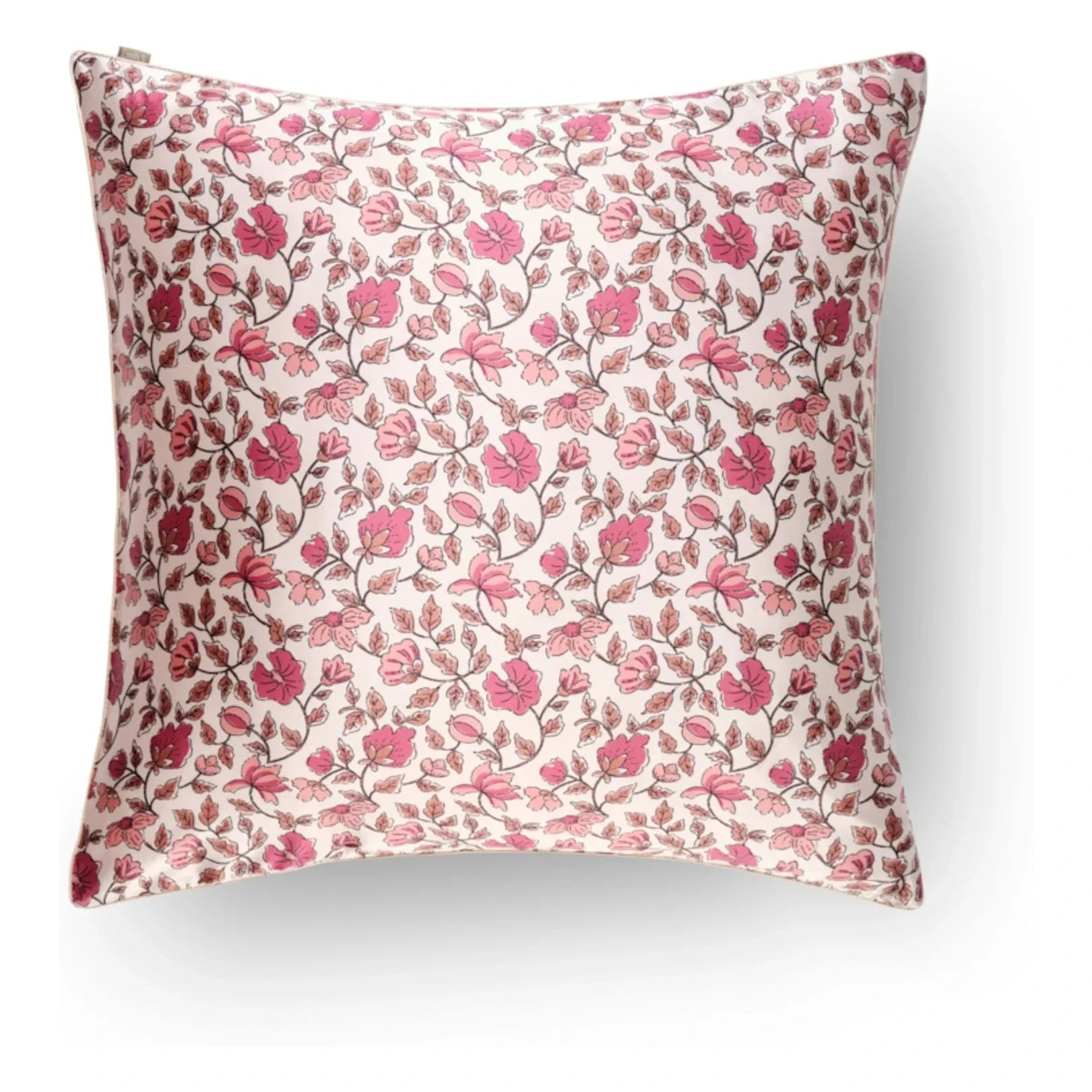 Emily's Pillow - Funda de almohada de seda de morera con estampado floral | Rosa