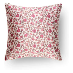 Emily's Pillow - Funda de almohada de seda de morera con estampado floral | Rosa