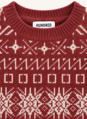 Hundred Pieces - Suéter de lana merino con jacquard Mika | Rojo oscuro
