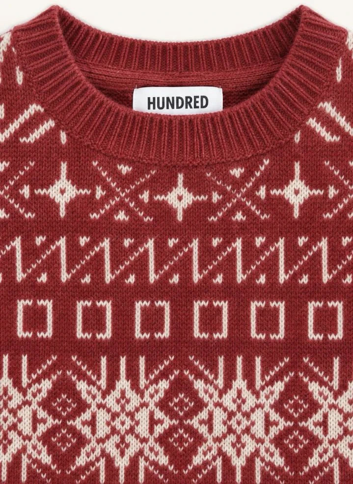 Hundred Pieces - Suéter de lana merino con jacquard Mika | Rojo oscuro