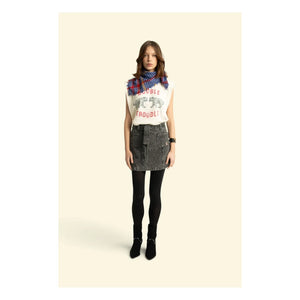 Sisters Department - Hayvan Desenli Pamuk Etek | Washed Black