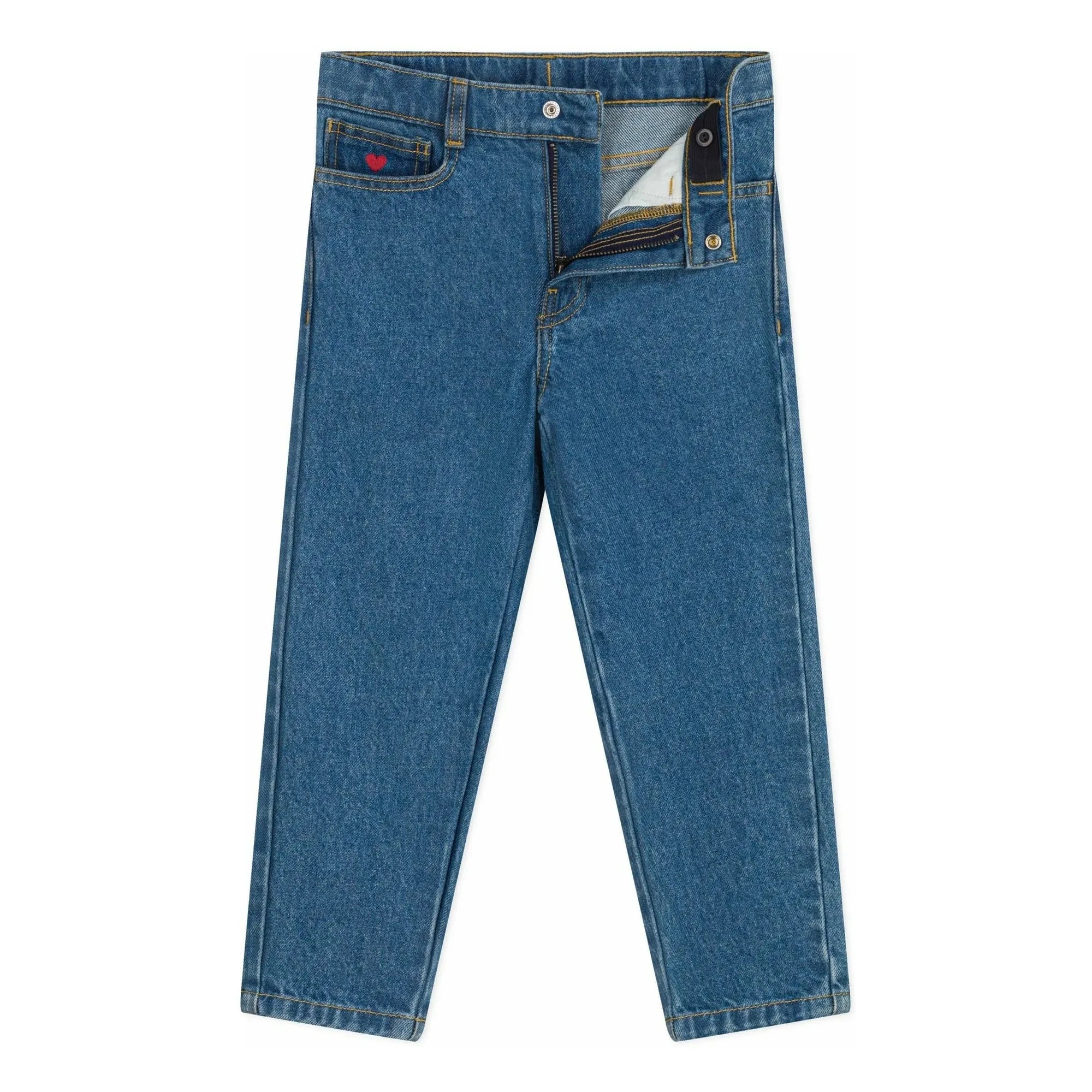 Petit Bateau - Jeans de algodón orgánico bordado en el bolsillo | Azul denim