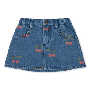 Konges Sløjd - Falda vaquera Magot Cerises de algodón orgánico | Azul