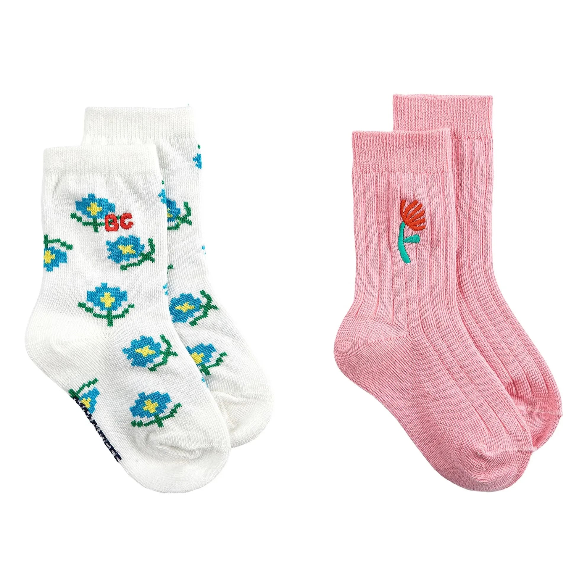 Bobo Choses - Set de 2 pares de calcetines con flores de algodón orgánico | Rosa