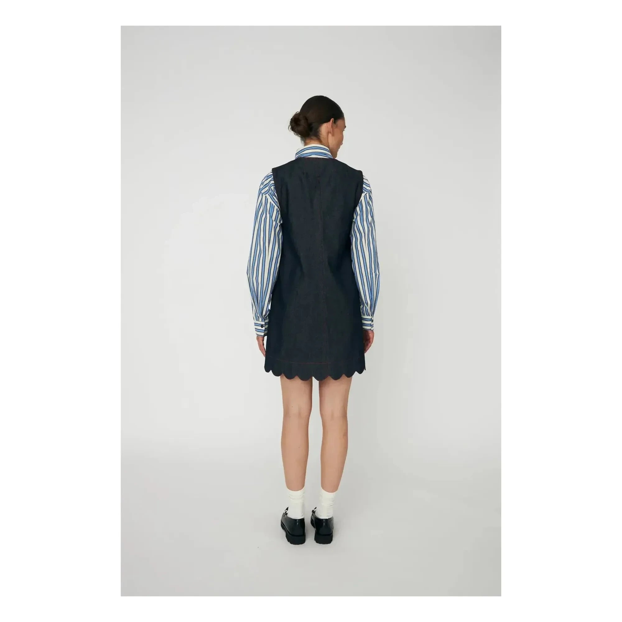 Stella Nova - Vestido de algodón con volantes | Azul oscuro