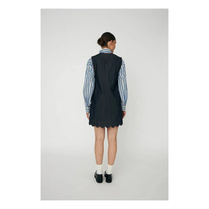 Stella Nova - Vestido de algodón con volantes | Azul oscuro