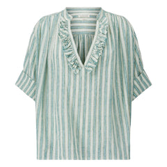 Laurence Bras - Blusa de algodón a rayas Dida | Verde claro