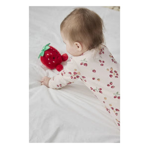 Petit Lem - Pijama con pies Fresa Rib Canalé Algodón Orgánico | Rosa
