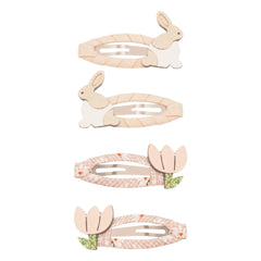 Mimi & Lula - Set de 4 pinzas para el pelo de conejos y flores | Rosa