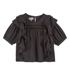 Emile et Ida - Blusa de algodón con volantes | Negro