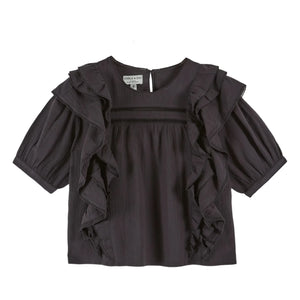 Emile et Ida - Blusa de algodón con volantes | Negro