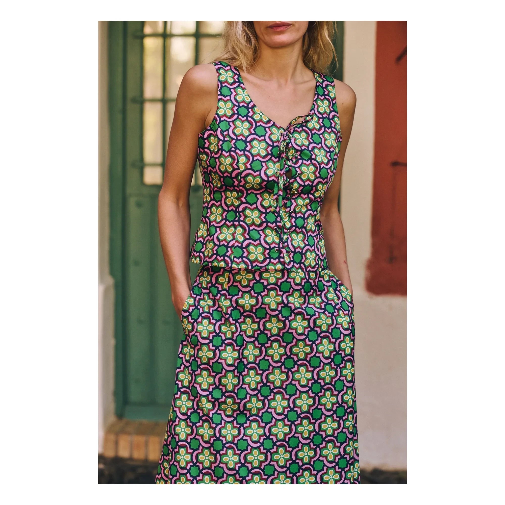 Maria de la Orden - Top de algodón Bowen | Rosa