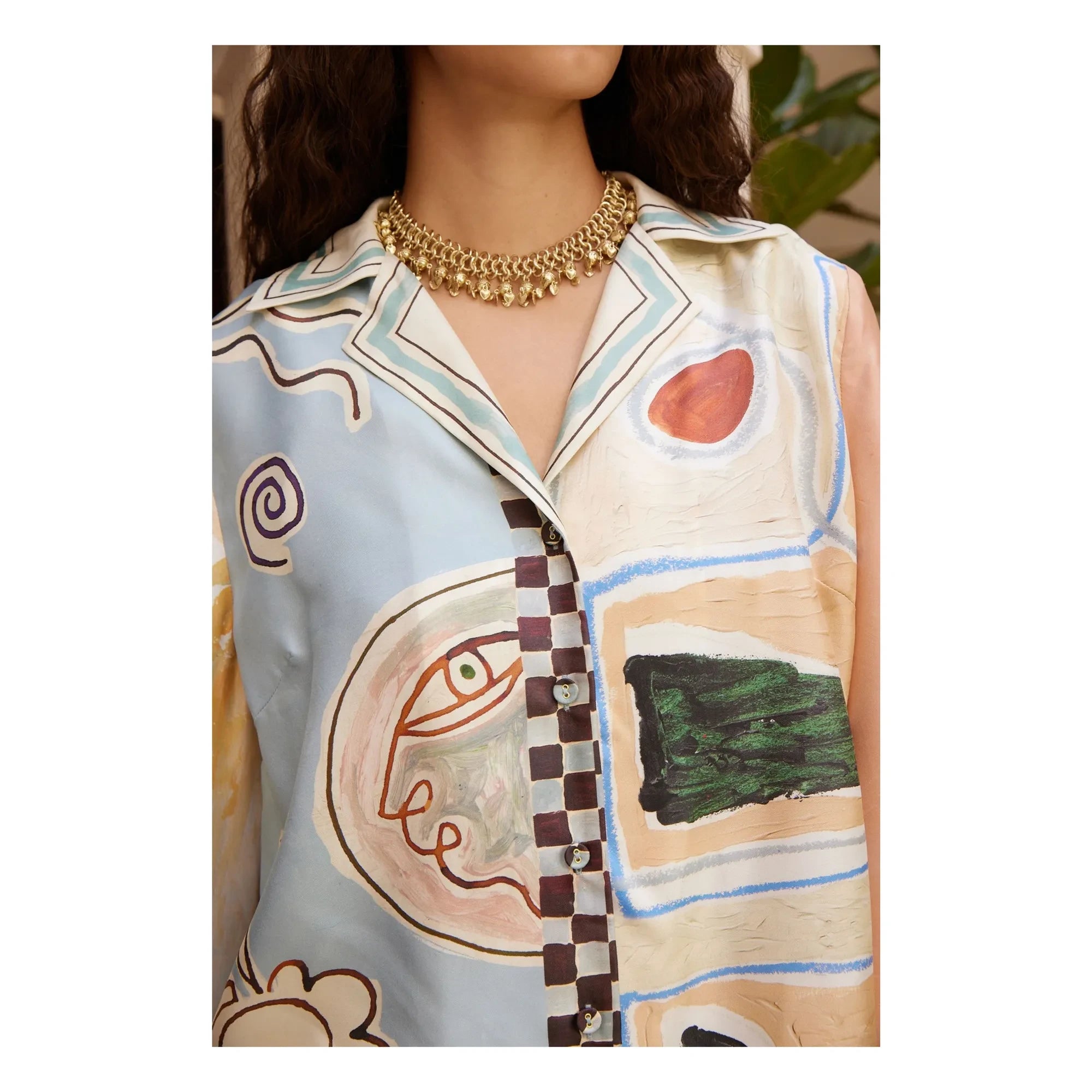 Alémais - Camisa de seda Michelle | Azul claro