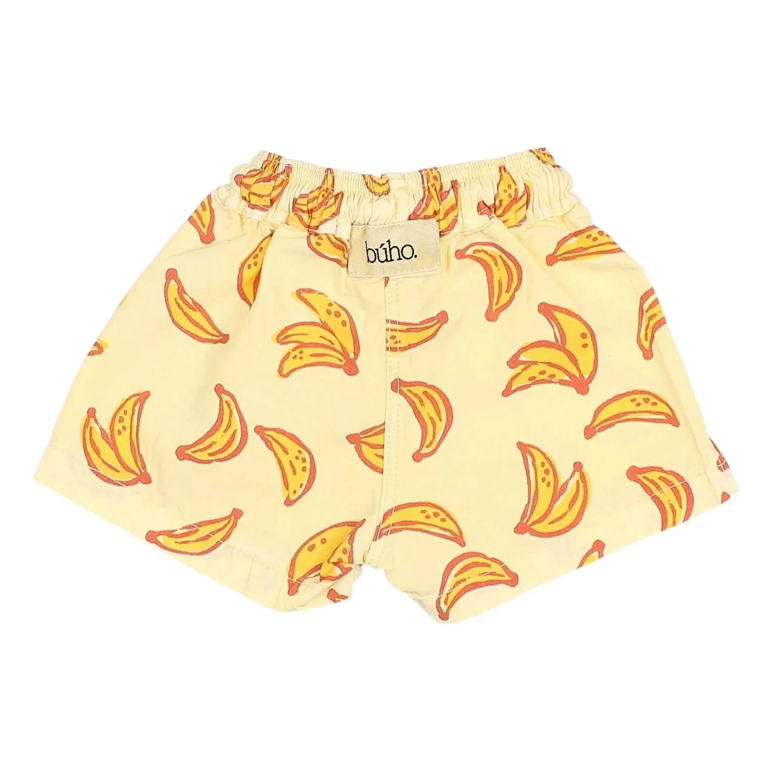 Búho - Bañador corto de algodón orgánico con estampado de plátanos | Amarillo