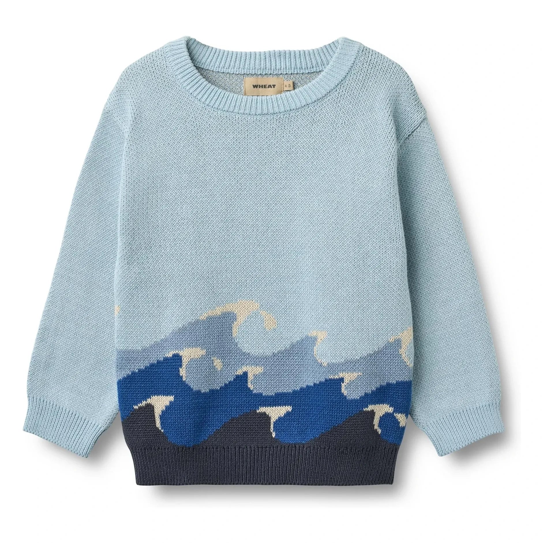 Trigo - Jersey jacquard de algodón orgánico de Knud Vagues | Azul claro