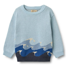 Trigo - Jersey jacquard de algodón orgánico de Knud Vagues | Azul claro