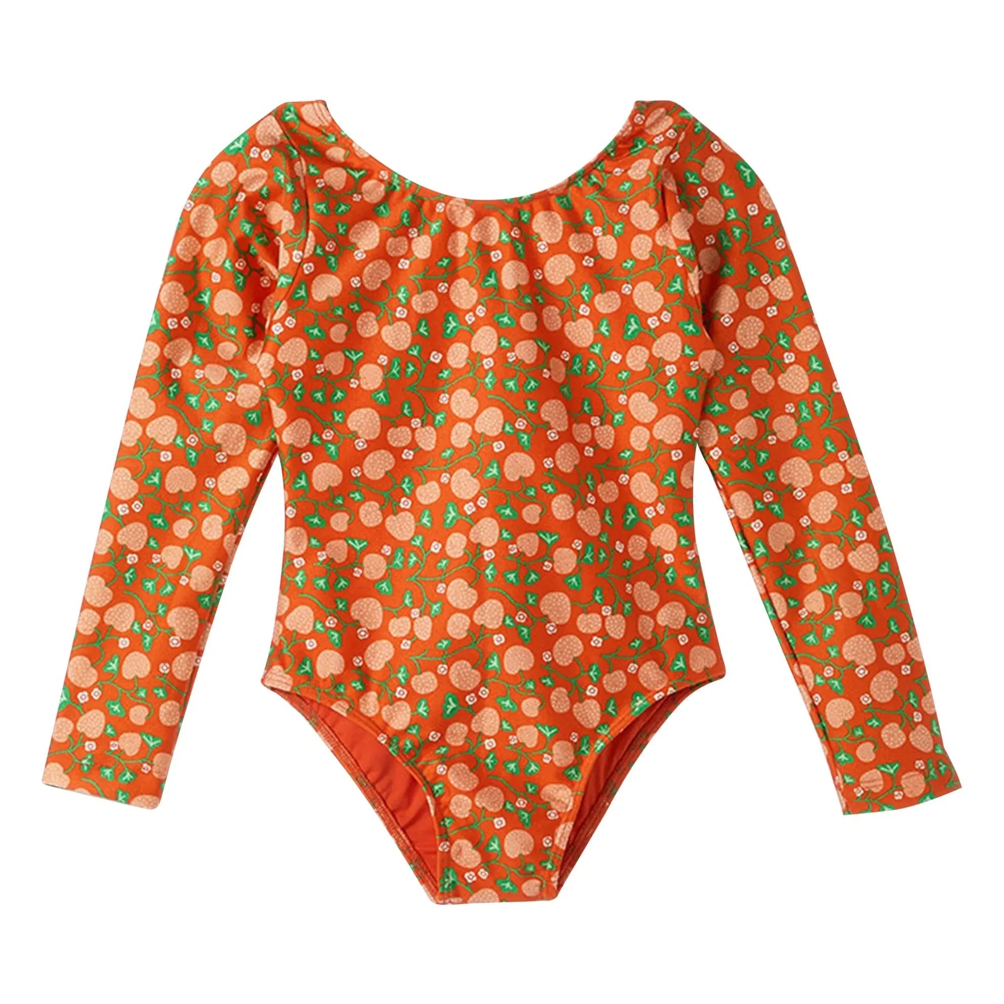 Fabula - Bañador de manga larga con estampado floral | Naranja