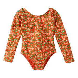 Fabula - Bañador de manga larga con estampado floral | Naranja