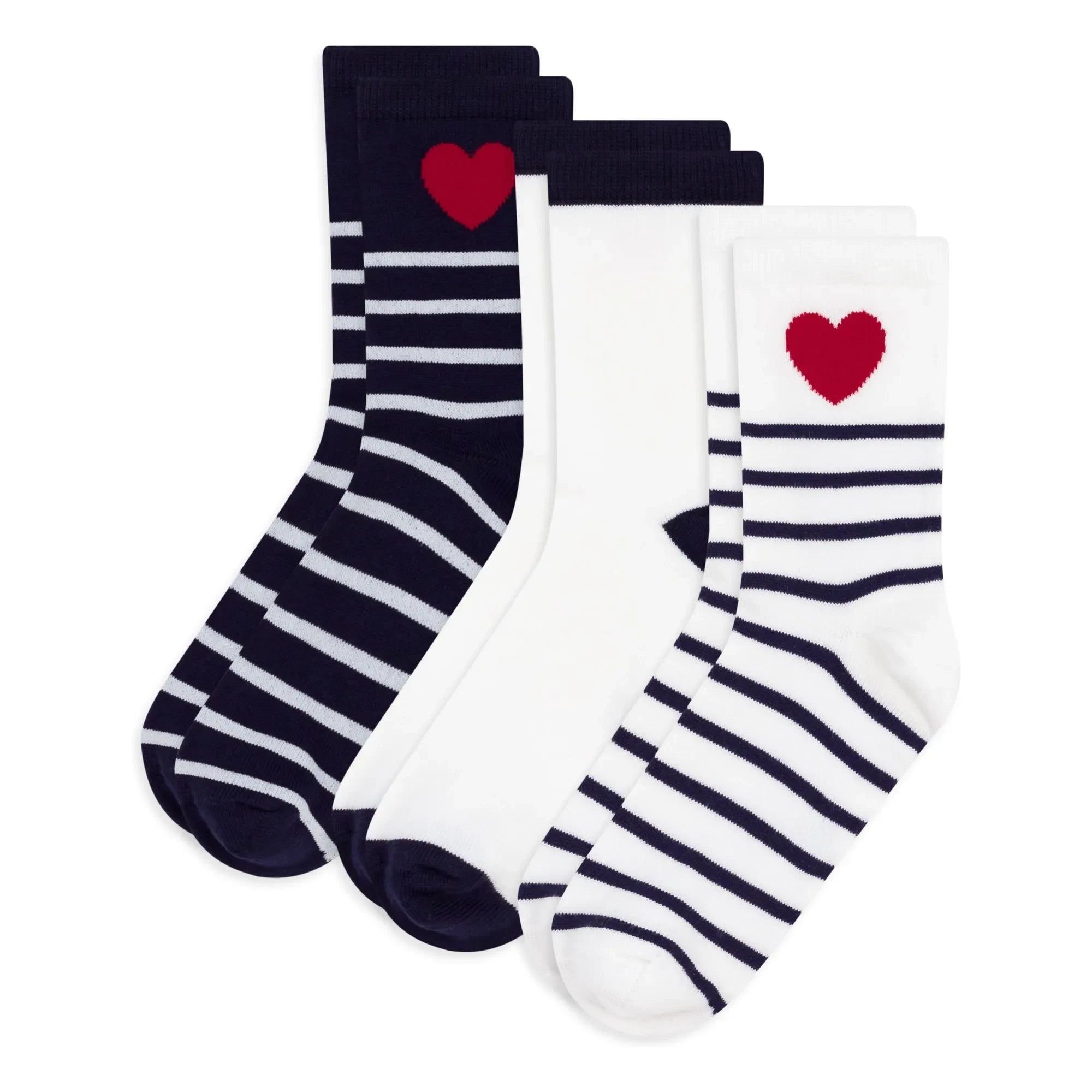 Petit Bateau - Calcetines Rayados Set de 3 Pares | Blanco