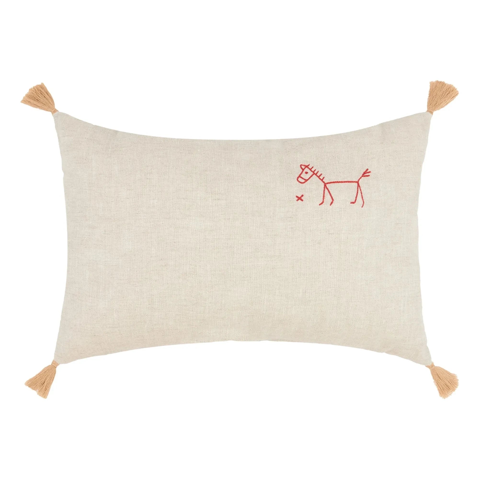 Nobodinoz - Cojín con borlas - Lino francés | Beige