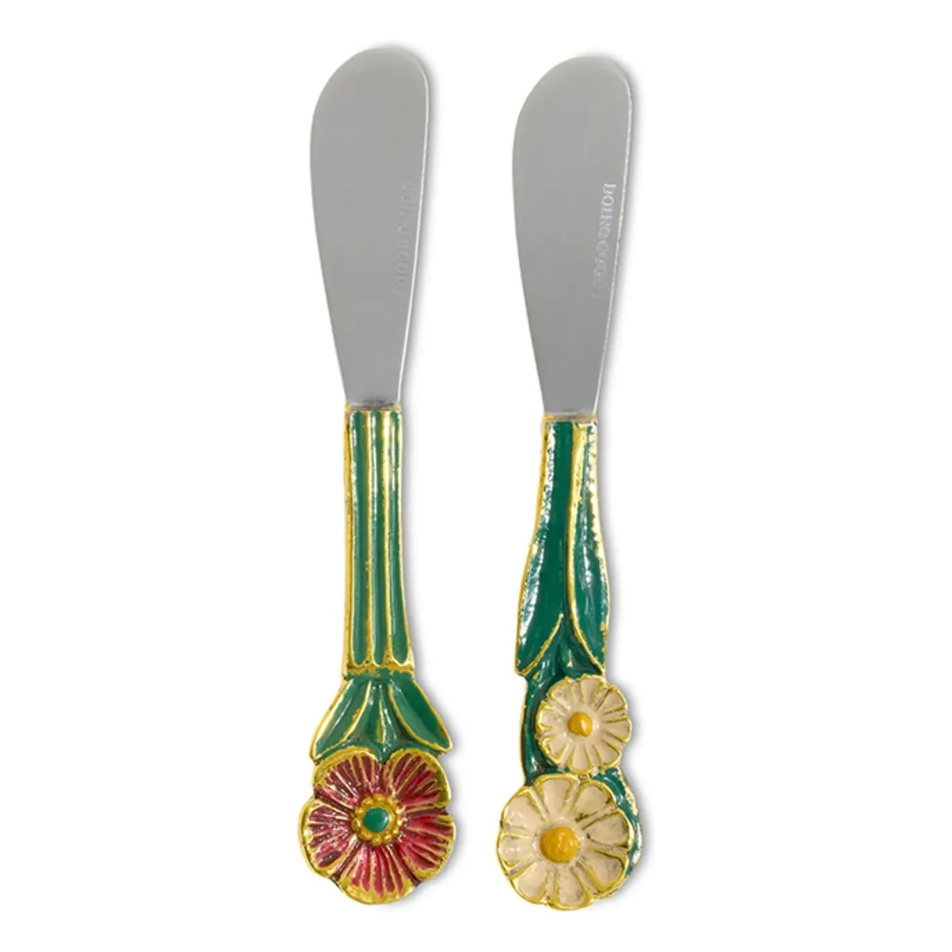 Doing Goods - Cuchillos de mantequilla Posy - Juego de 2 | Verde
