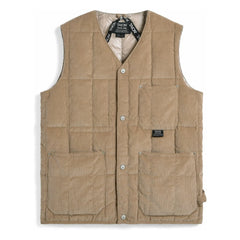Taion - Chaleco sin mangas con cuello de pico de terciopelo abotonado | Beige