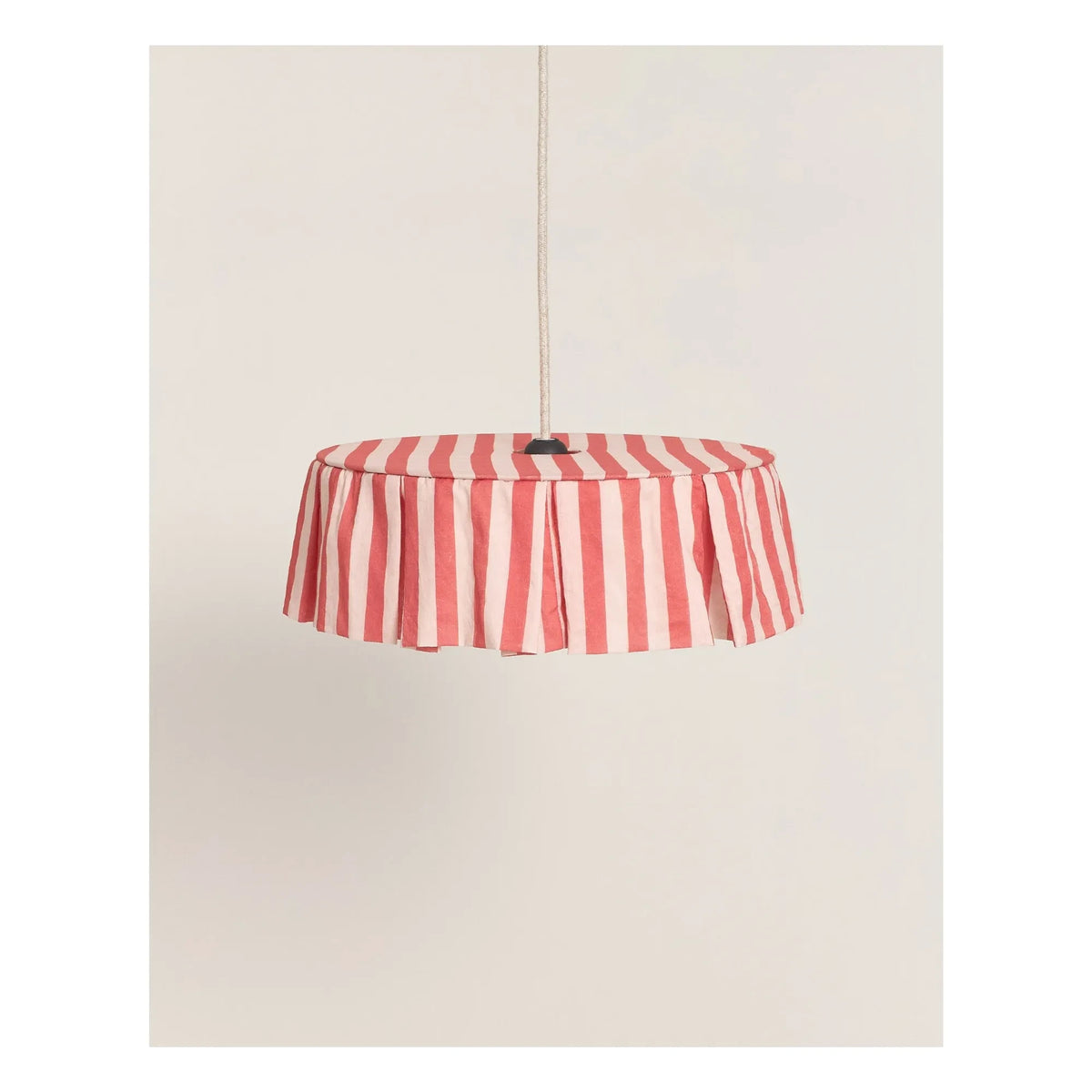 Nobodinoz - Pantalla de lámpara orgánica de algodón voile con rayas | Rojo