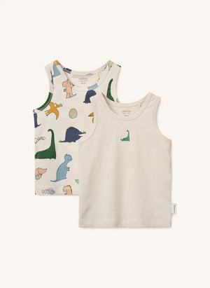 Liewood - Pack de 2 camisetas Faris de dinosaurio de algodón orgánico | Arena