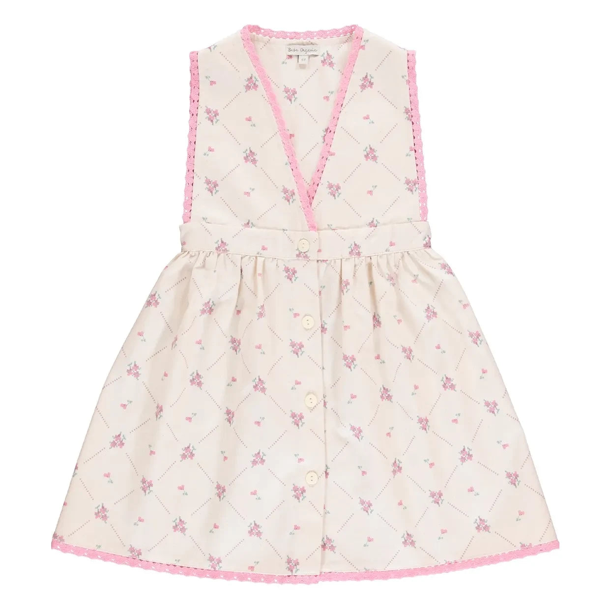 Bebe Organic - Heidi Çiçek Desenli Elbise | Ecru