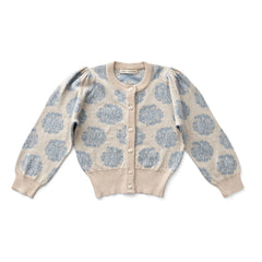 Soor Ploom - Cárdigan rosa con flores de algodón orgánico | Crema