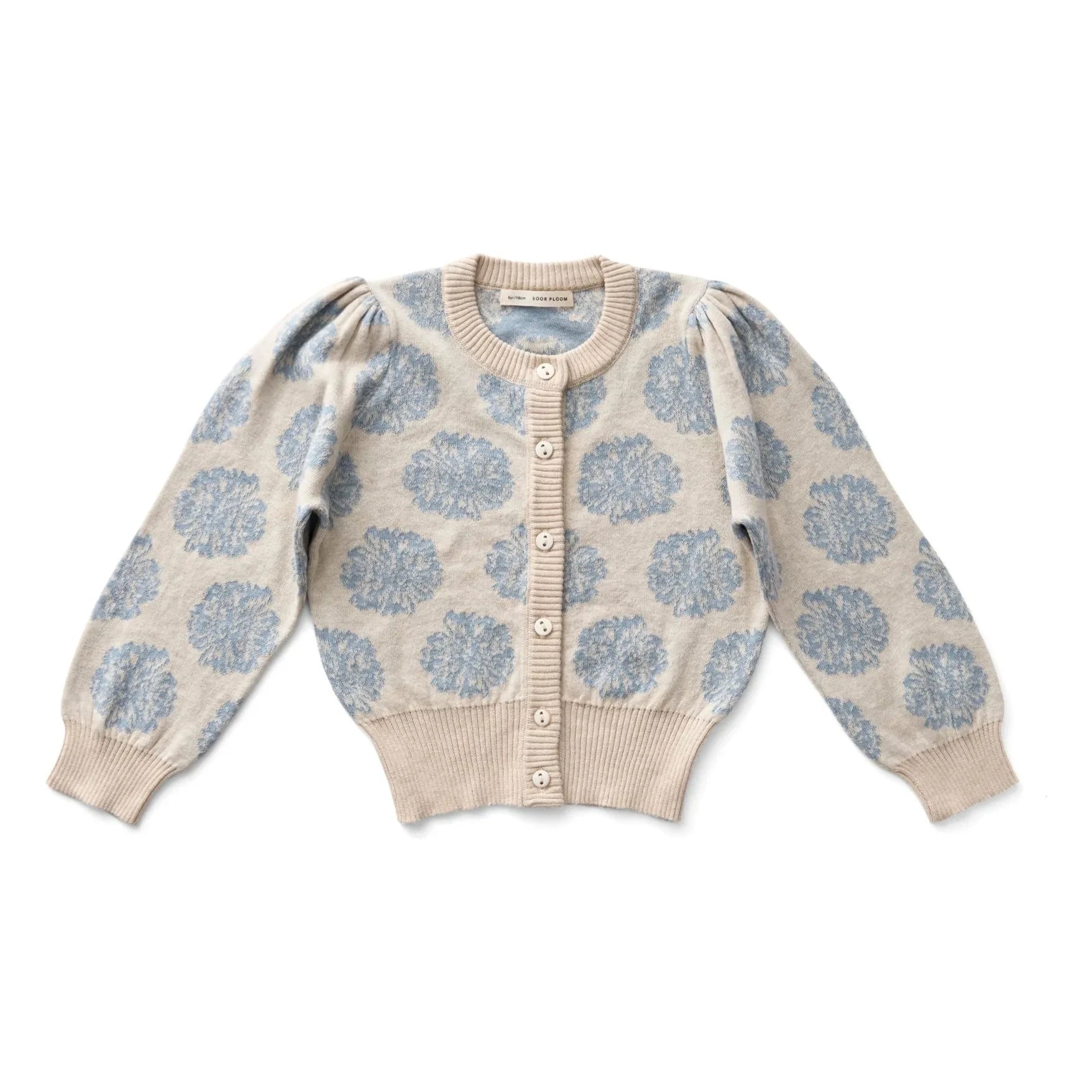 Soor Ploom - Cárdigan rosa con flores de algodón orgánico | Crema