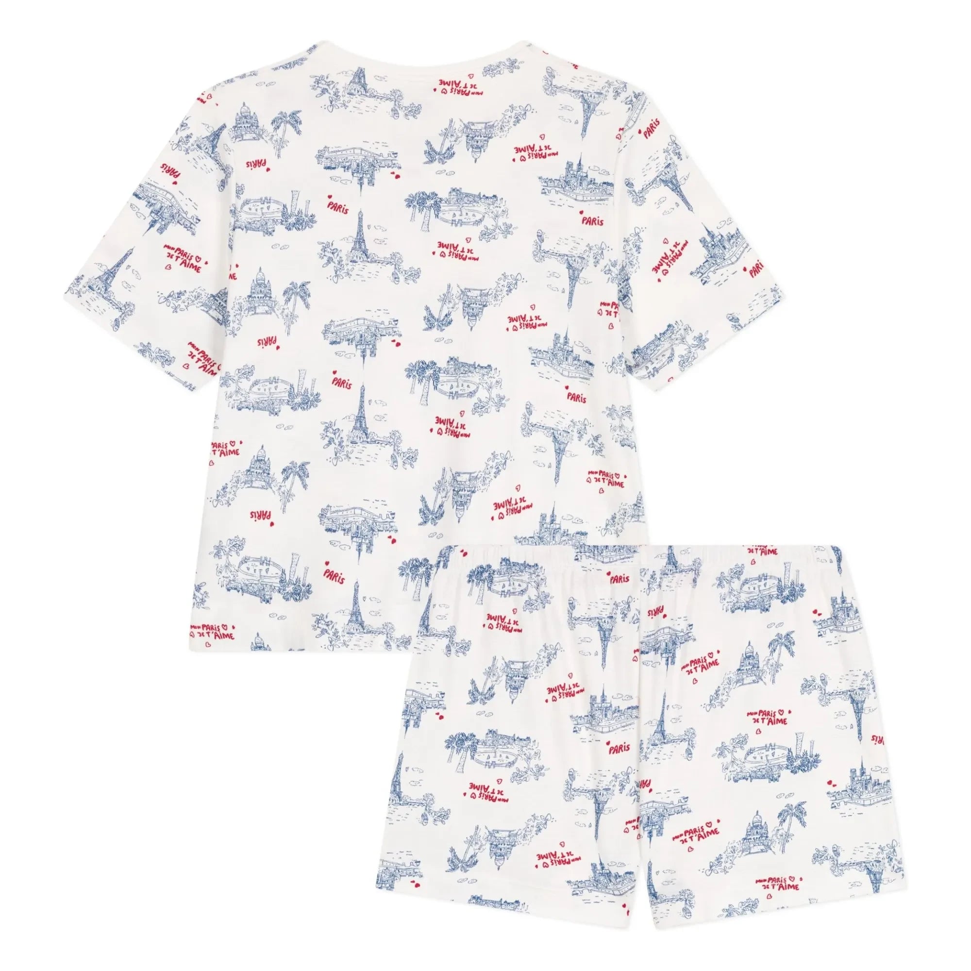 Petit Bateau - Pantalones cortos de pijama de algodón orgánico con volantes | Crudo