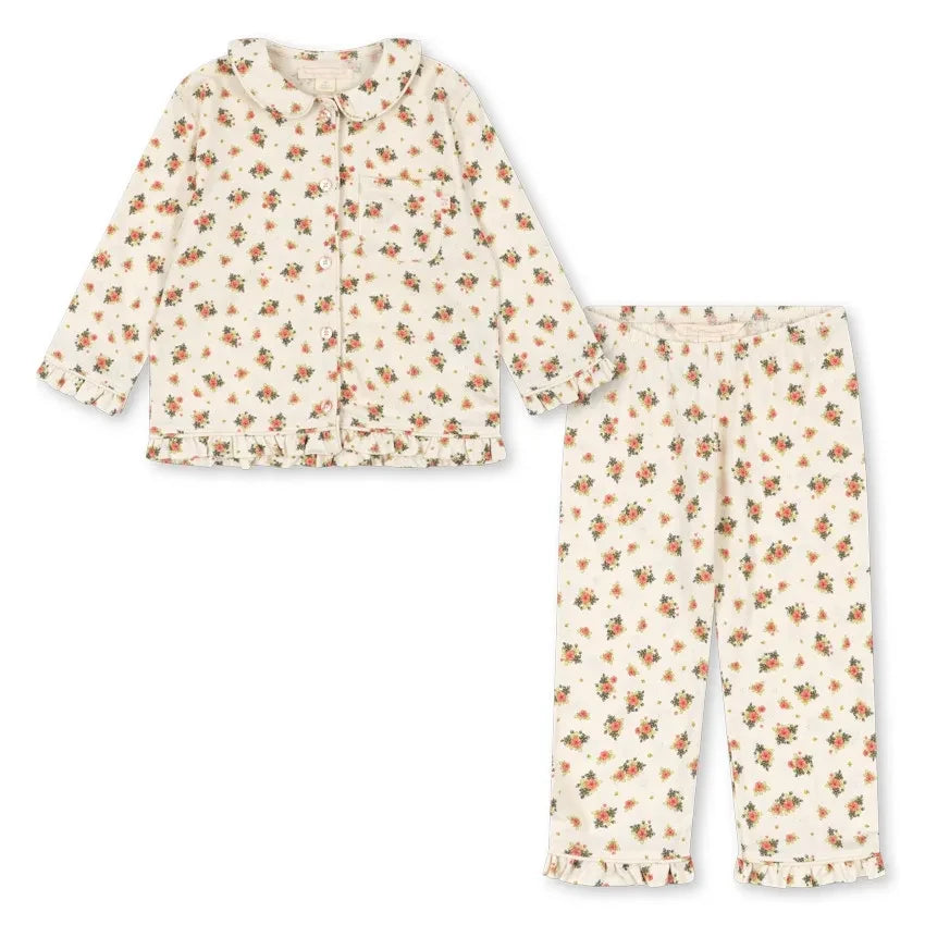 Konges Sløjd - Pio Çiçek Desenli Organik Pamuk Pijama | Ekru
