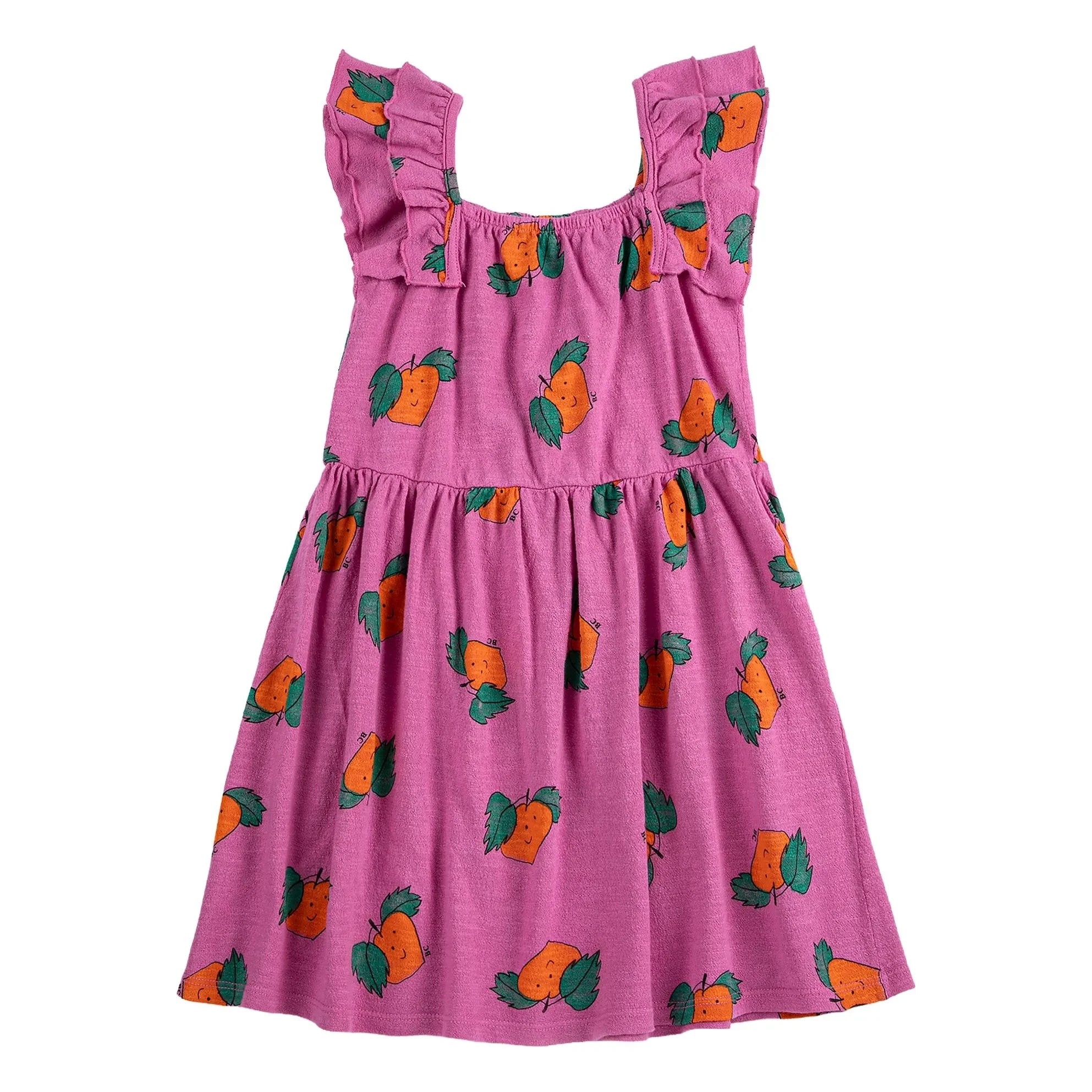 Bobo Choses - Vestido naranja con volantes de algodón orgánico | Púrpura