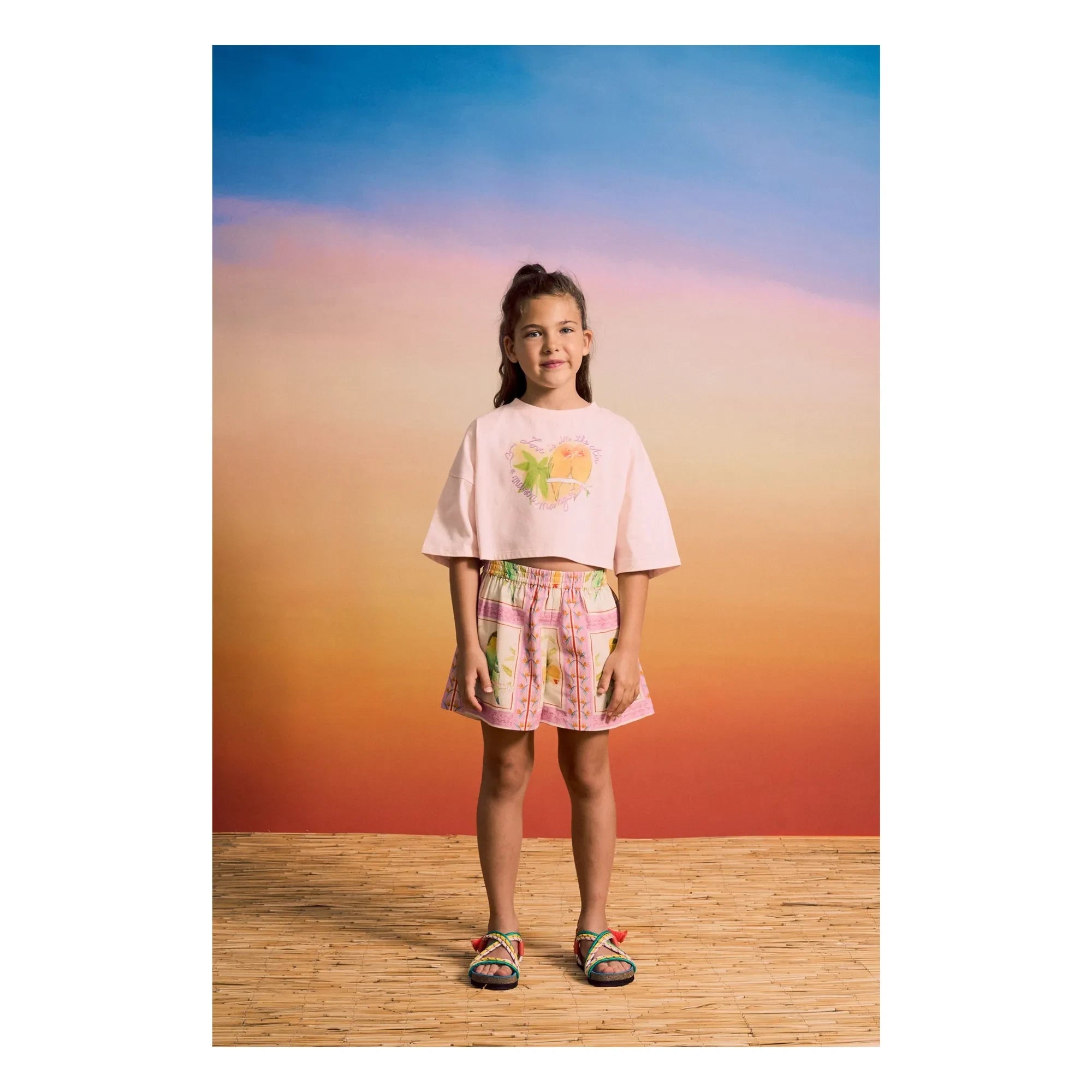 Maison Mangostan - Camiseta corta Birds | Rosa pálido