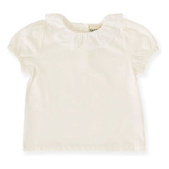 Goldie + Ace - Camiseta con cuello con volantes | Blanco