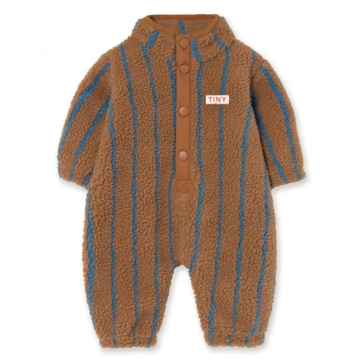Tinycottons - Çizgili Sherpa Tarzı Kapüşonlu Sweatshirt | Kahverengi