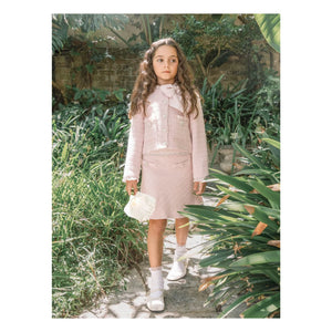 Tutu du Monde - Falda de tweed con pétalos empolvados | Rosa empolvado