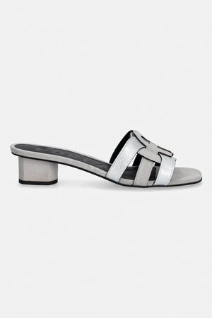 Mule de cuero Furla Cilindro de tacón bajo para mujer