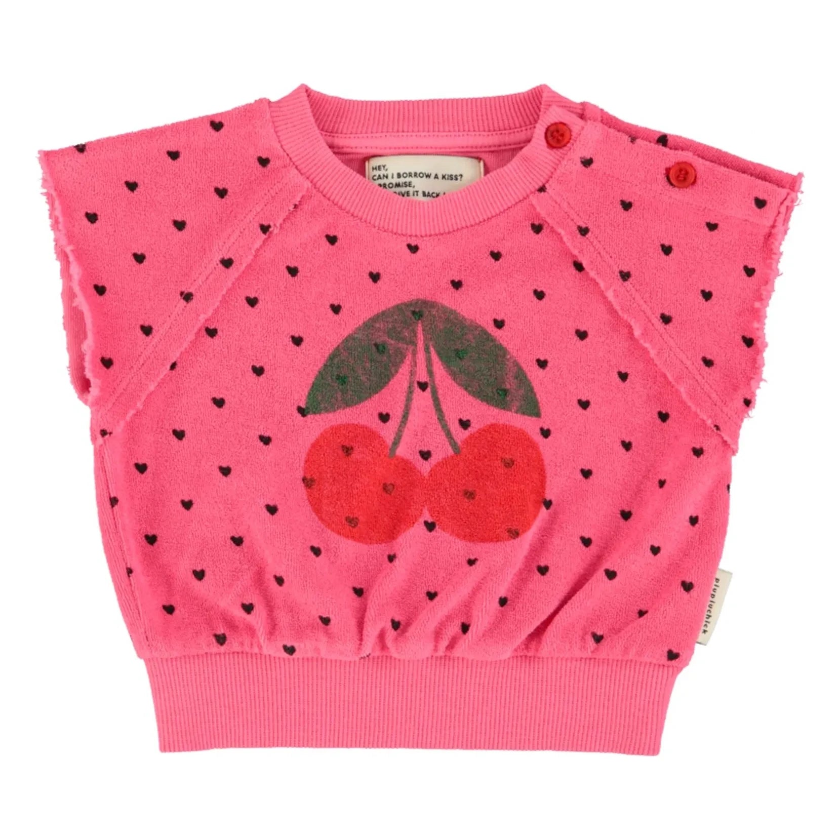 Piupiuchick - Sudadera sin mangas de rizo de algodón orgánico Cherry | Fucsia