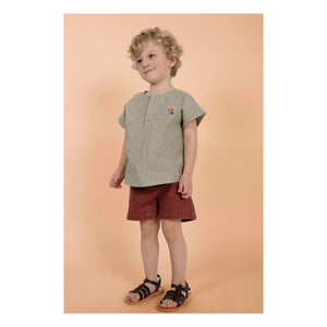 Loir - Blusa de lino orgánico con detalle de cintura | Verde