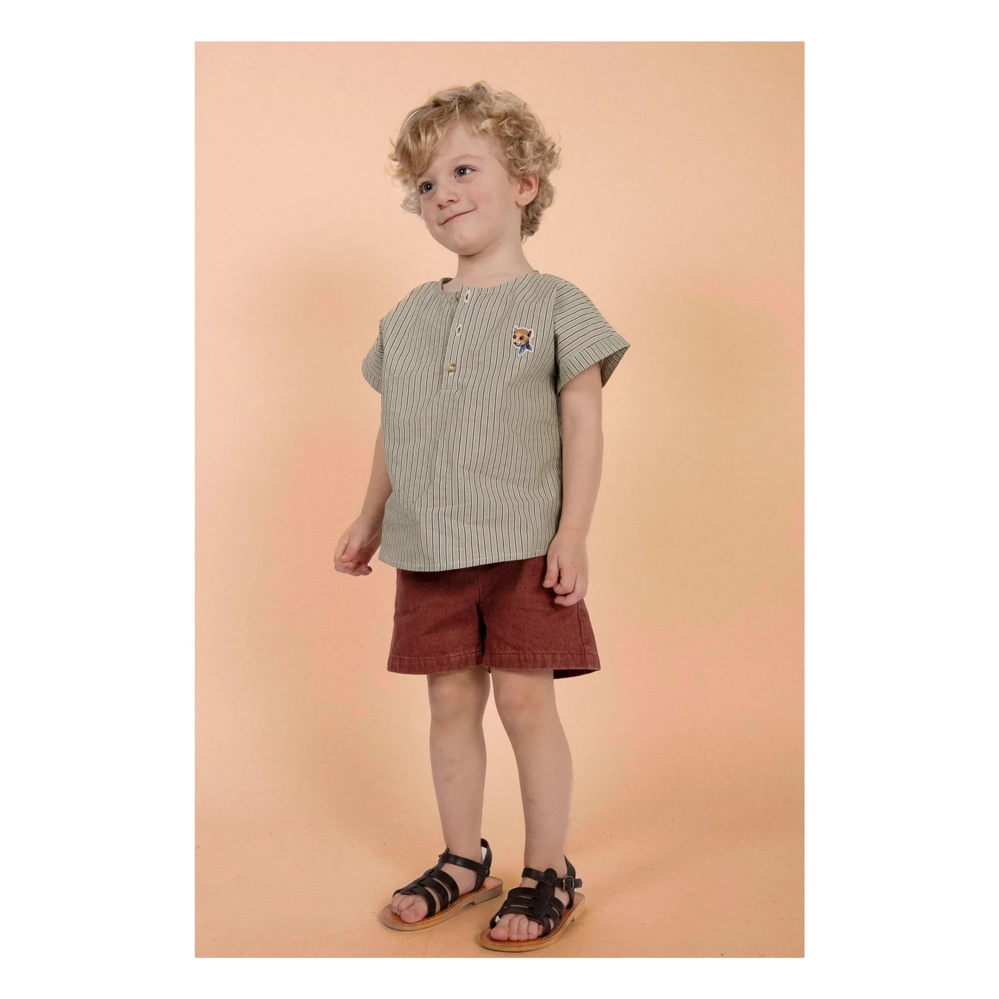 Loir - Blusa de lino orgánico con detalle de cintura | Verde