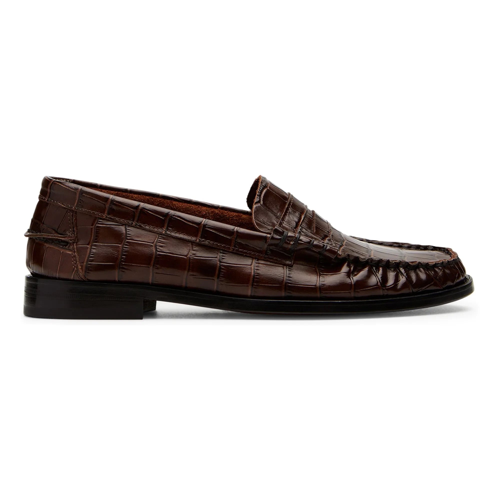 Augusta - Zapatos Loafer Estampado Cocodrilo | Chocolate