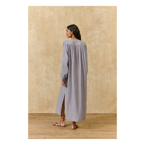 Louise Misha - Vestido de Algodón Orgánico a Rayas Flavie | Azul
