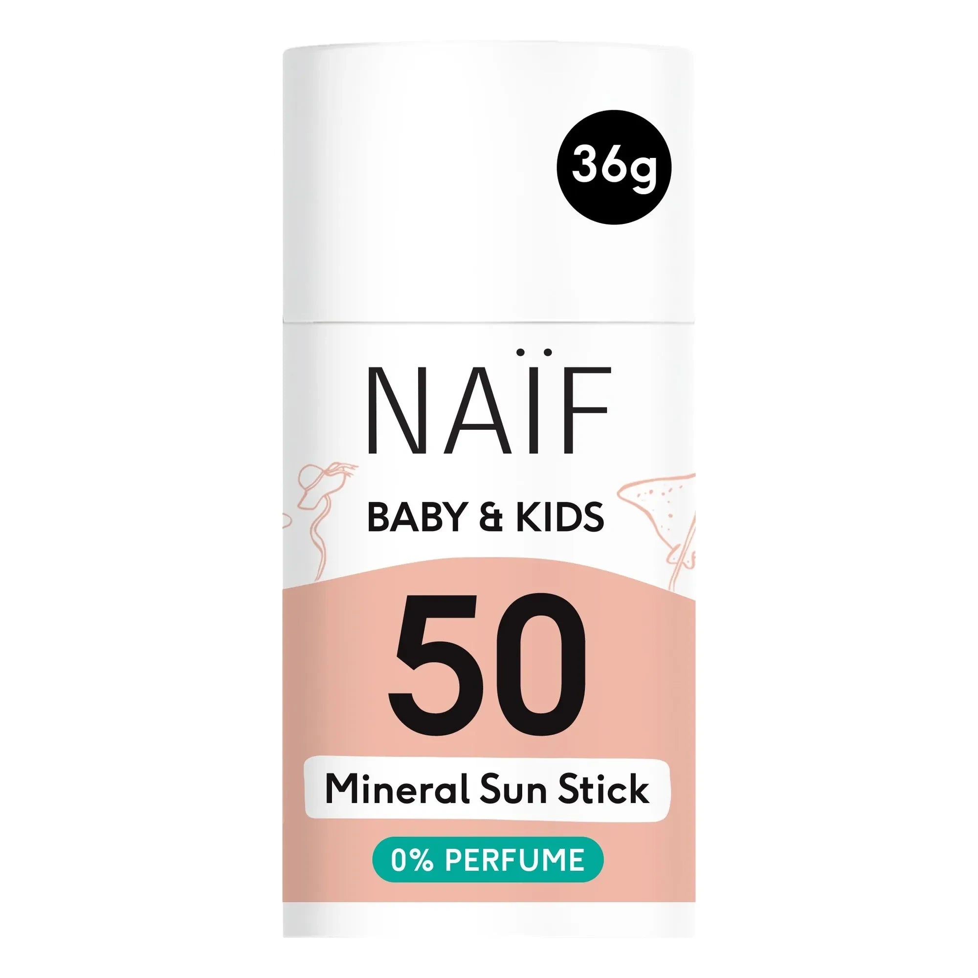 Naïf Natural Skincare - Bebekler ve çocuklar için SPF50 kokusuz güneş çubuğu - 36 g
