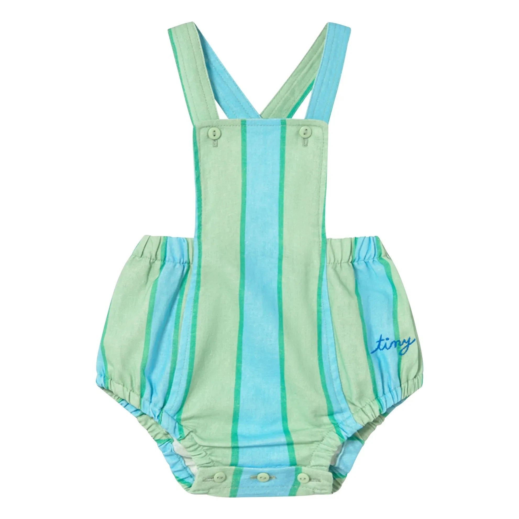 Tinycottons - Mono de lino a rayas | Verde