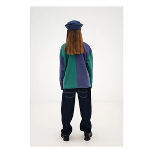 Repose AMS - Sudadera tipo polo de algodón orgánico a rayas | Verde